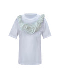 White Middle Rose Cotton T-Shirt