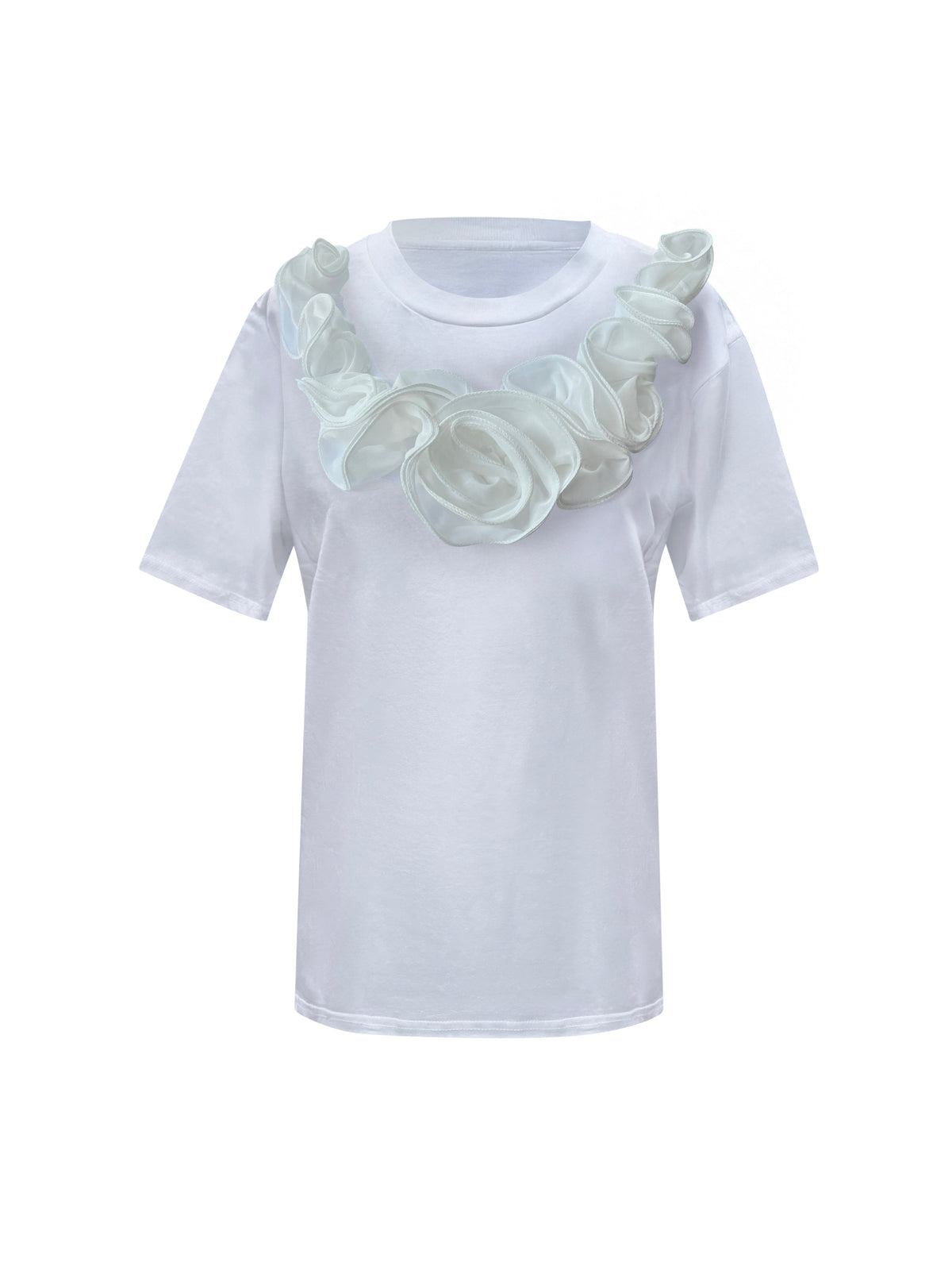 White Middle Rose Cotton T-Shirt