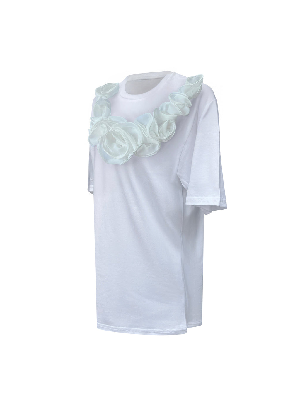 White Middle Rose Cotton T-Shirt