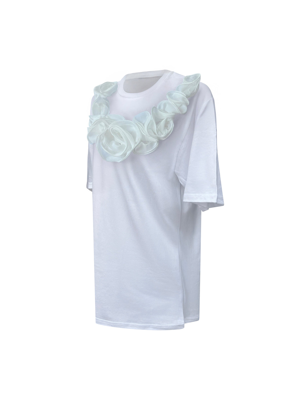 White Middle Rose Cotton T-Shirt