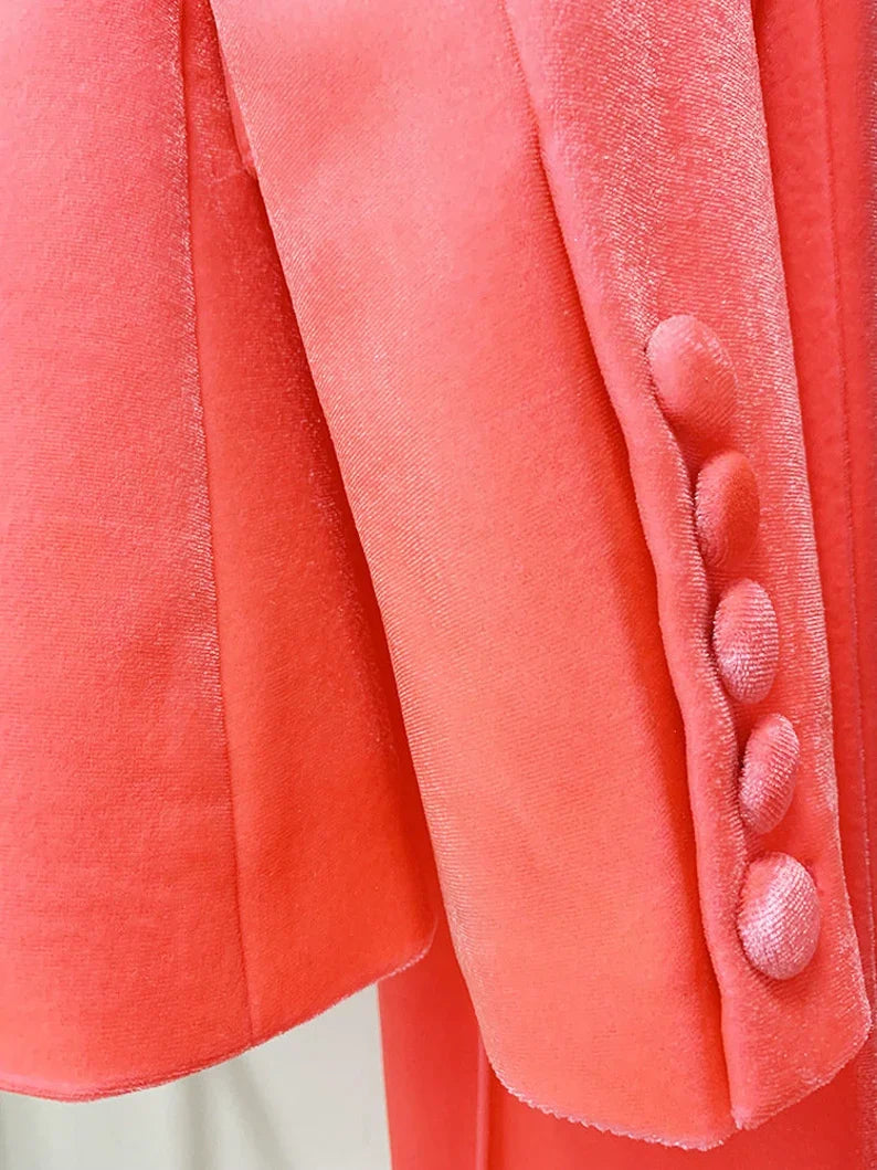 Women and Teens Orange Pink Blazer + Mid-High Rise Flare Trousers Pants Suit, Graduation, Speech Day, Birthday Party,