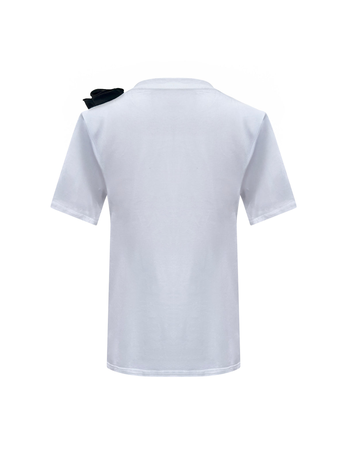White T-Shirt With Black Side Roses