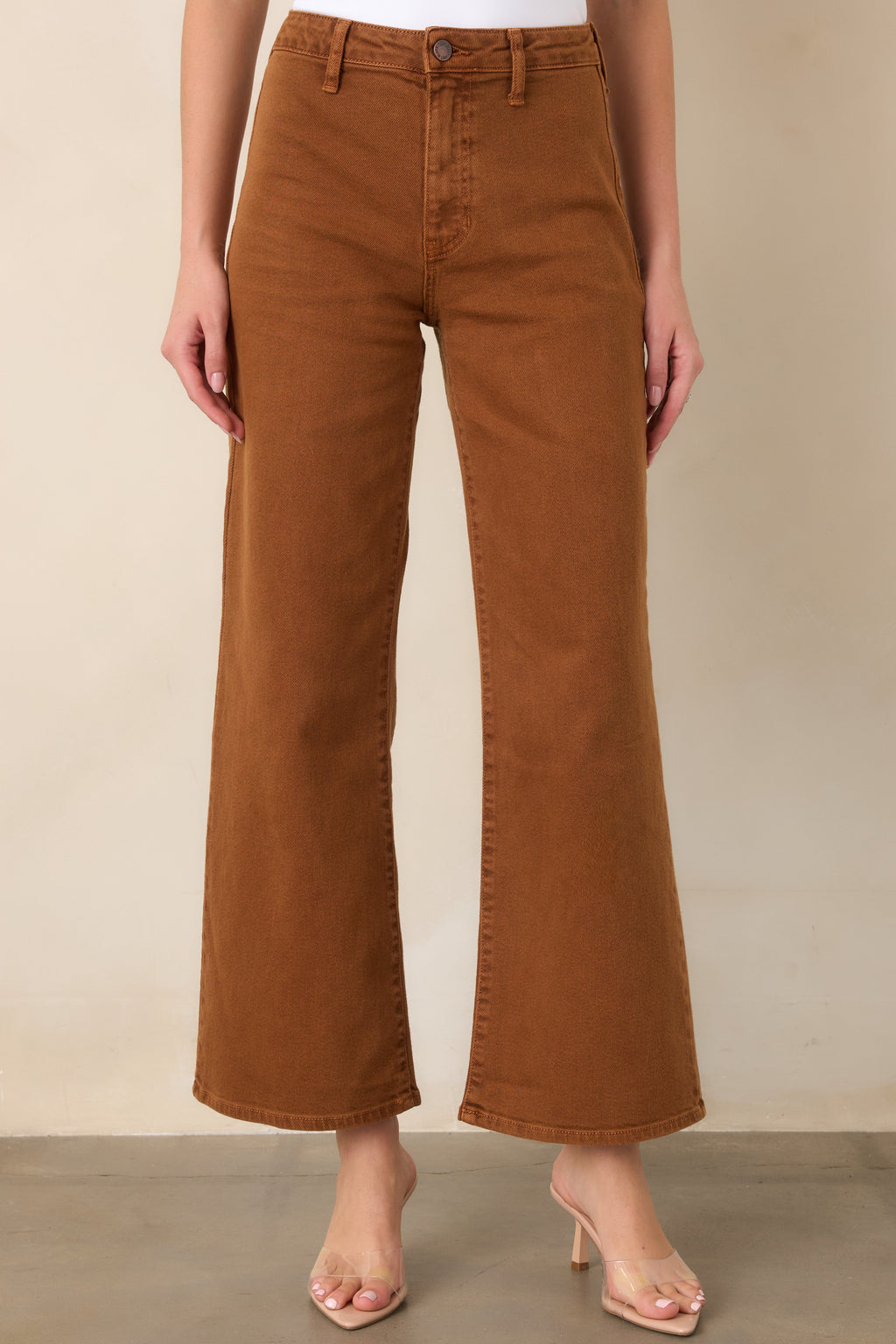 Penny For Your Thoughts Rust High Rise Wide Leg Jeans