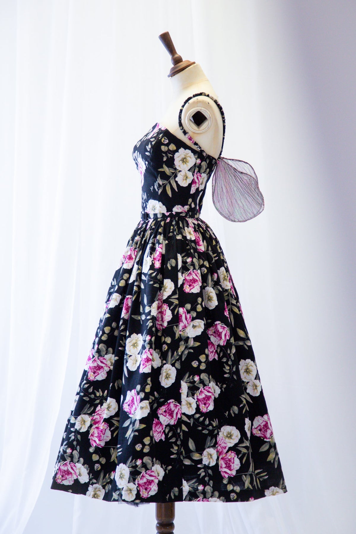 Aziza Rose Print Linen Bandeau Dress
