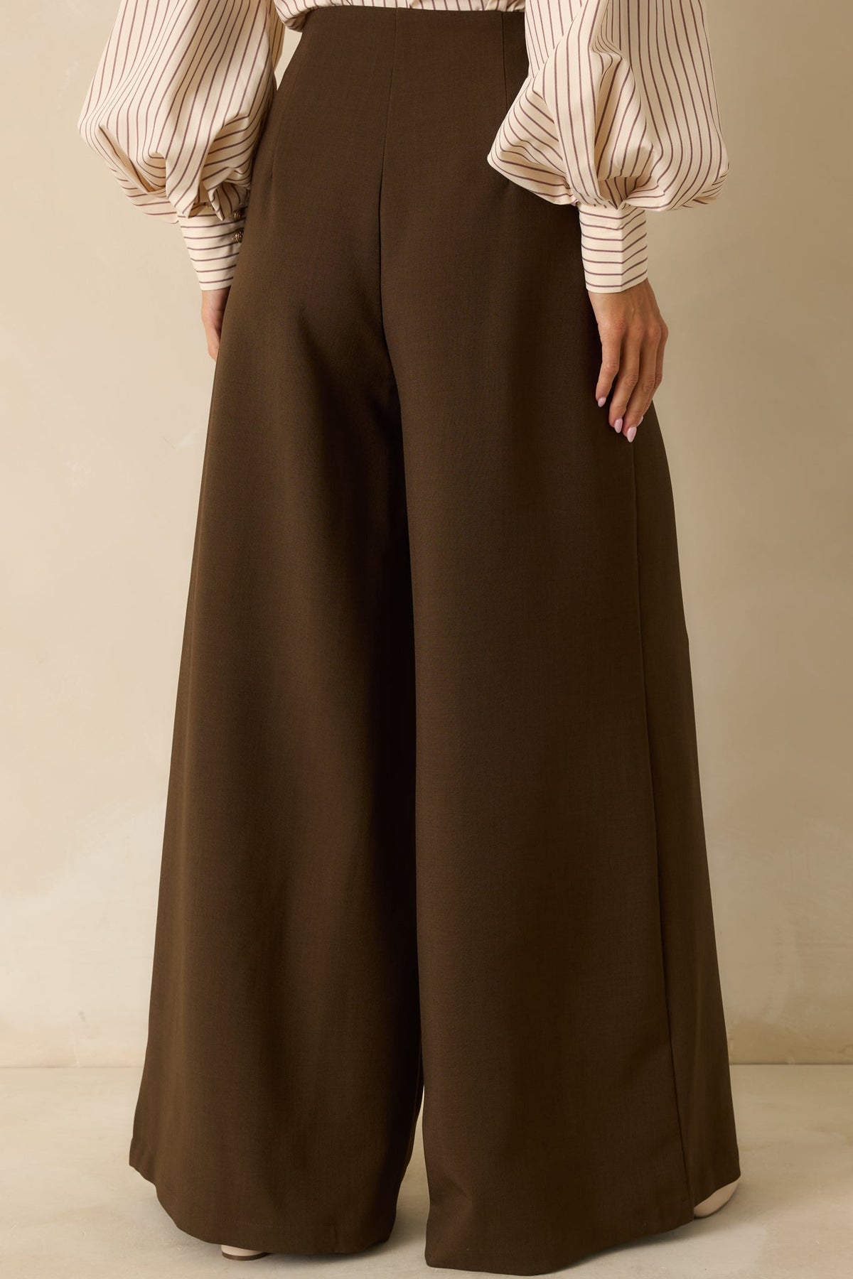 Chart the Course Dark Brown Wide Leg Button Pants