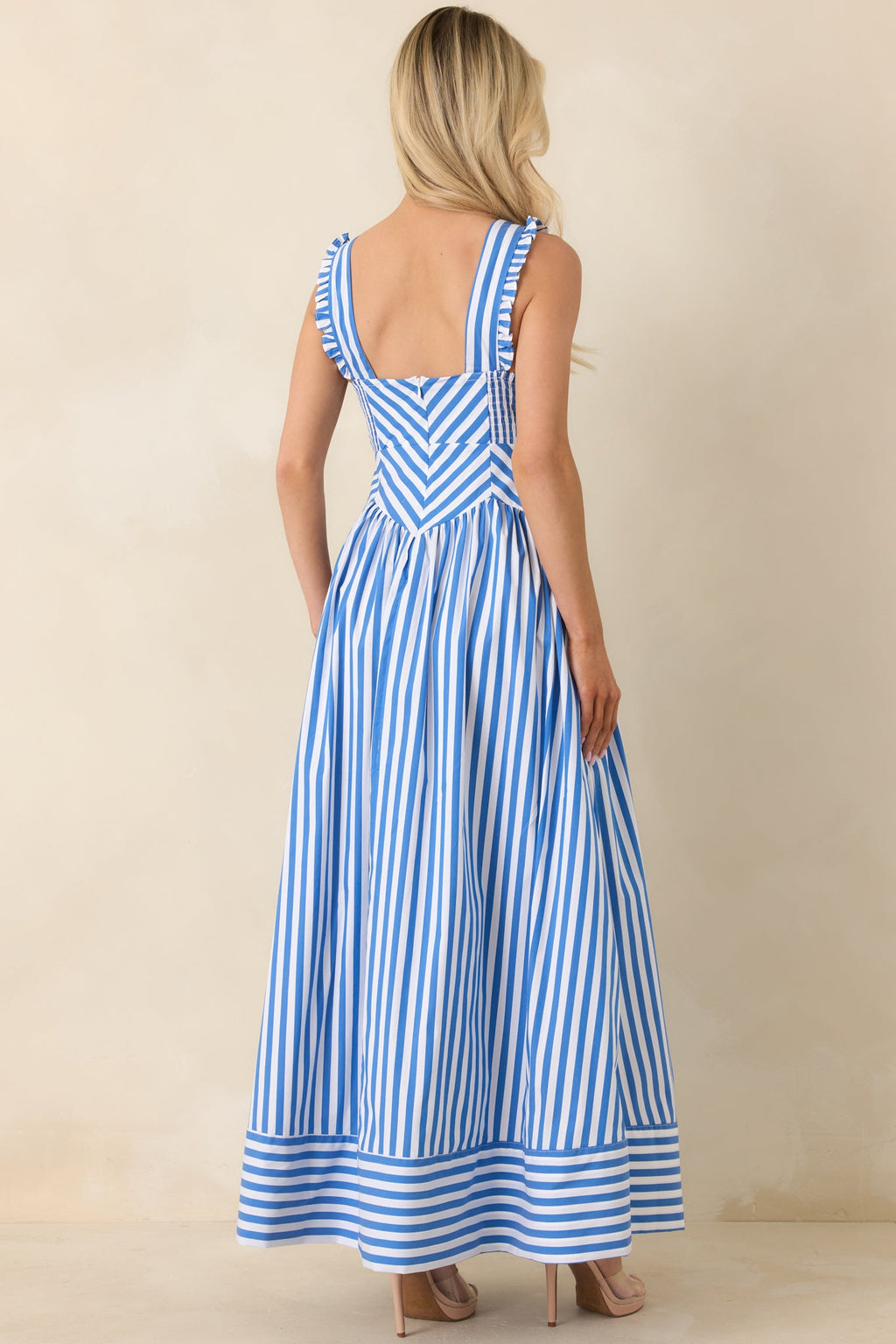 It’s a Good Thing Blue Stripe Cotton Blend Sleeveless Maxi Dress