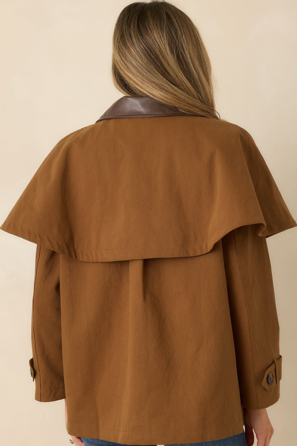 Well Traveled Ways Brown Cotton Cape Back Utility Jacket