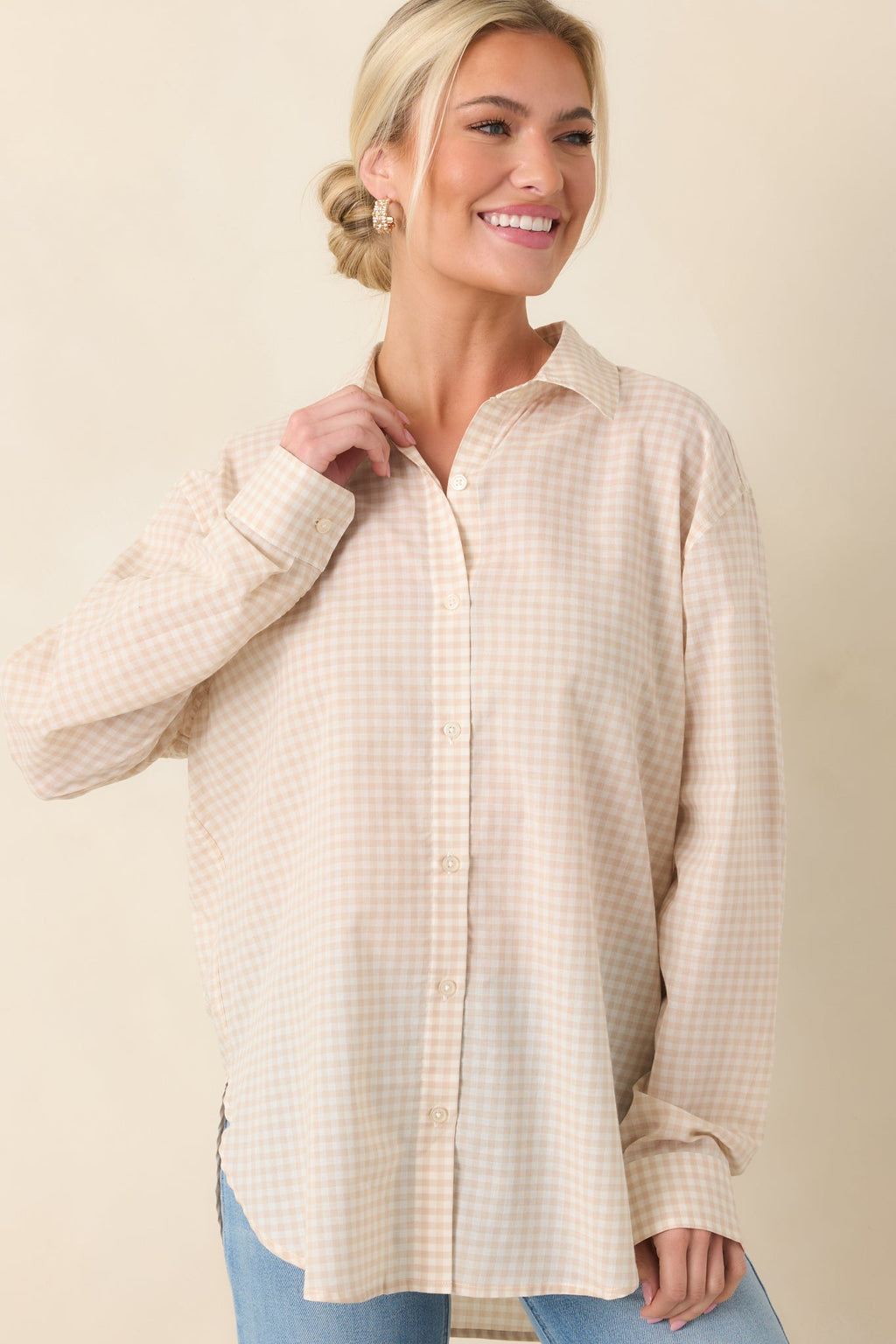 Z Supply Parchment Beige Cotton Seaport Button Up Top