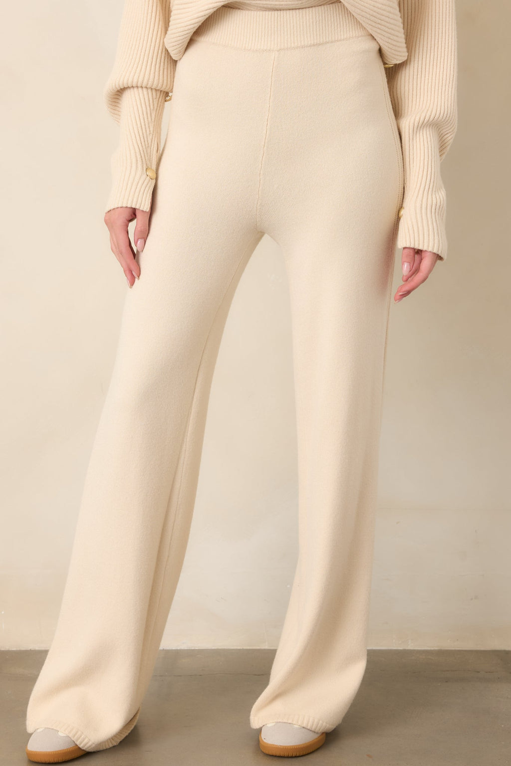 Polished Path Beige Knit Wide Leg Pants