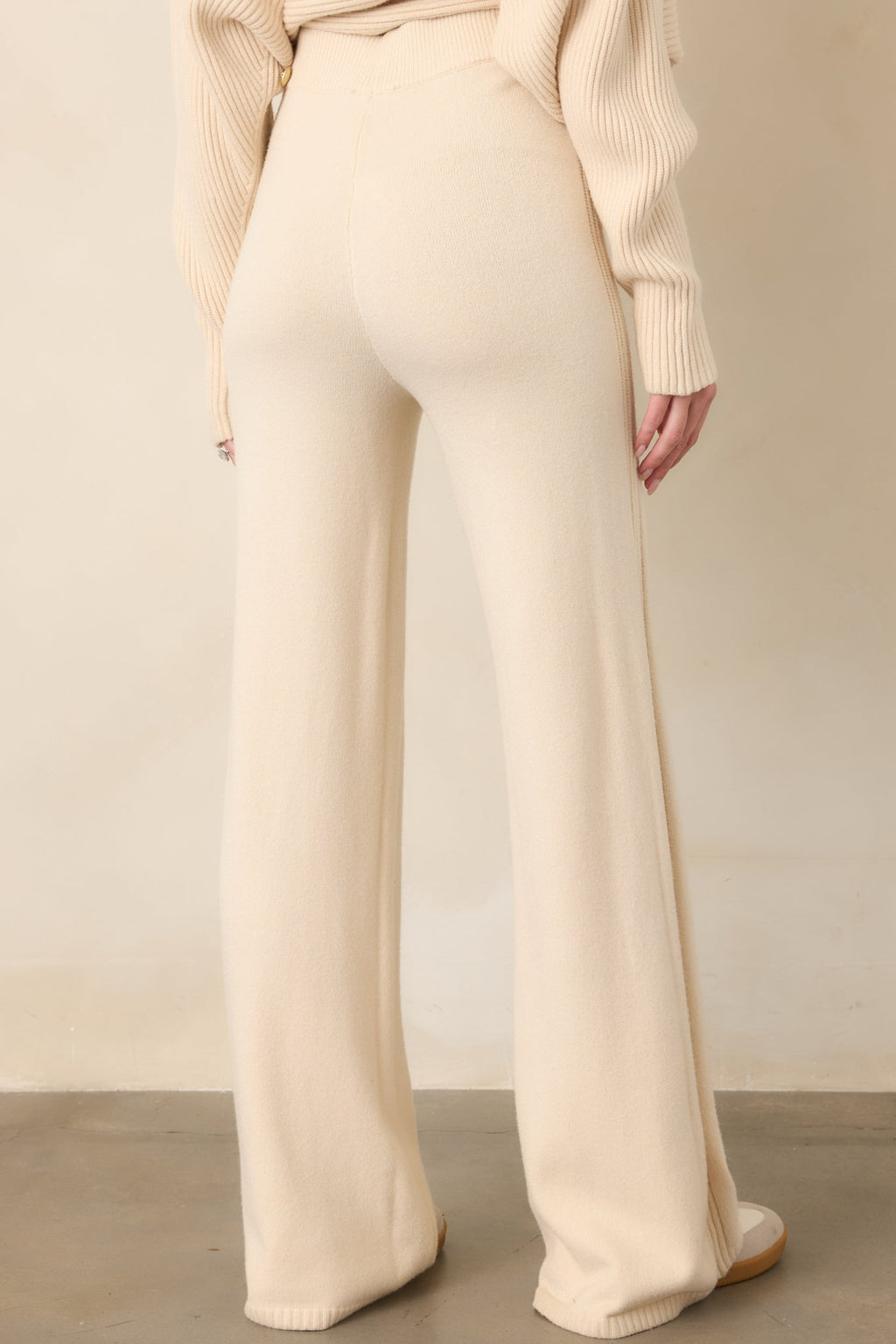 Polished Path Beige Knit Wide Leg Pants
