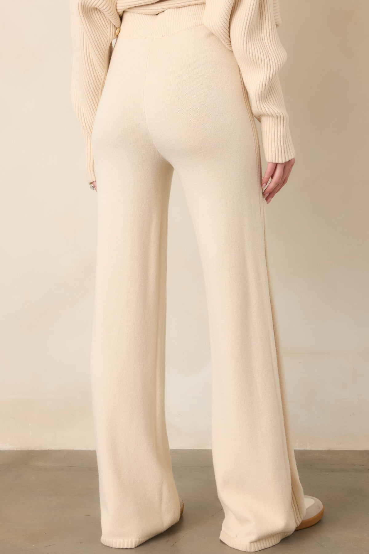 Polished Path Beige Knit Wide Leg Pants
