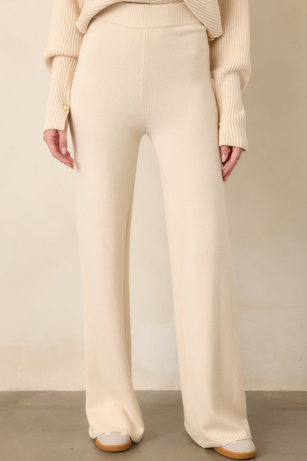 Polished Path Beige Knit Wide Leg Pants