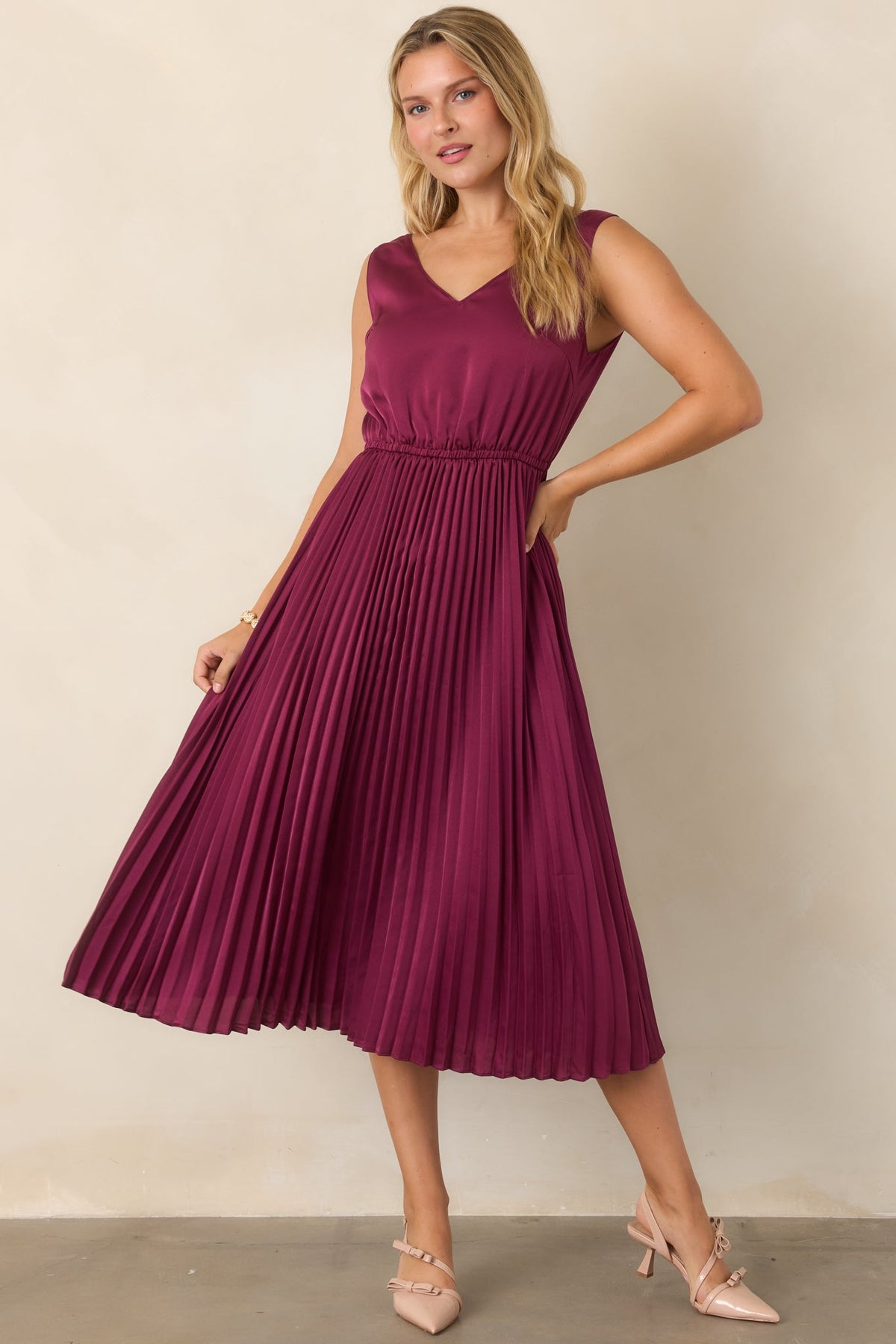 Take A Little Time Mulberry Knit Sweater Satin Midi Dress Set