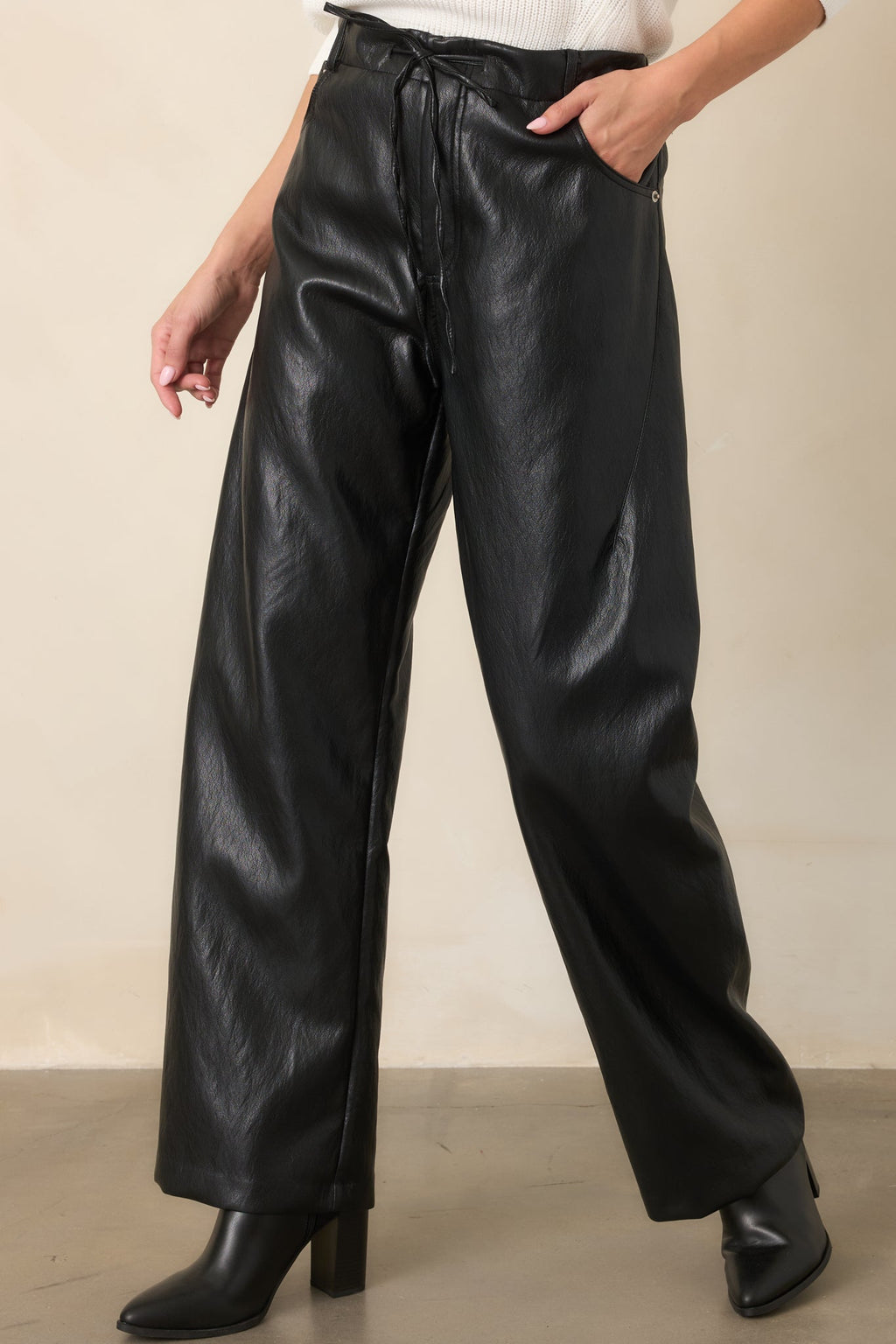 In The Mix Black Faux Leather Wide Leg Pants
