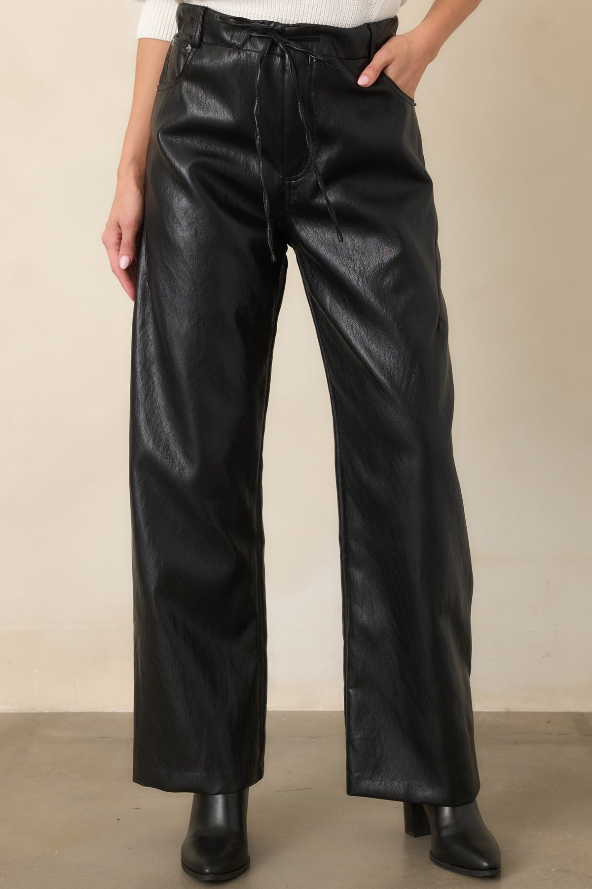 In The Mix Black Faux Leather Wide Leg Pants