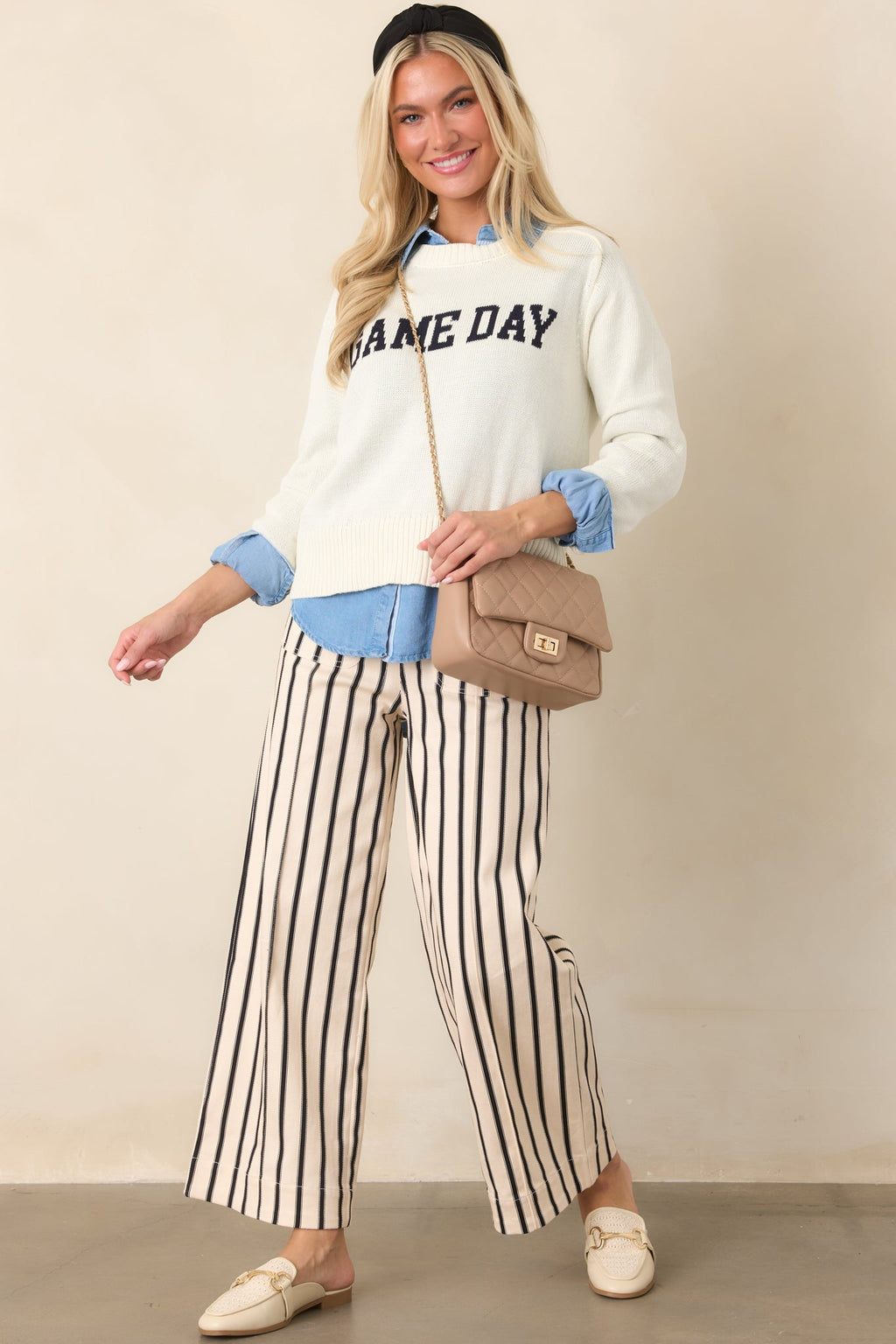 Leading the Way Black Stripe Cotton Pants