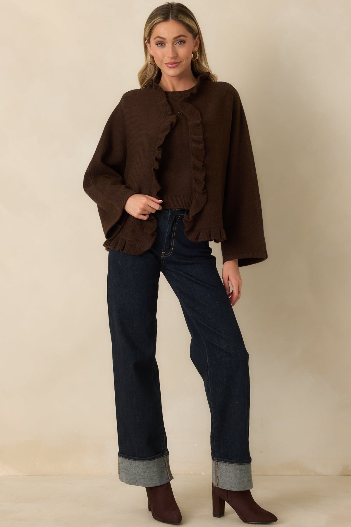 Prosperina Sabrina Dark Chocolate Knit Cardigan