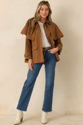 Well Traveled Ways Brown Cotton Cape Back Utility Jacket