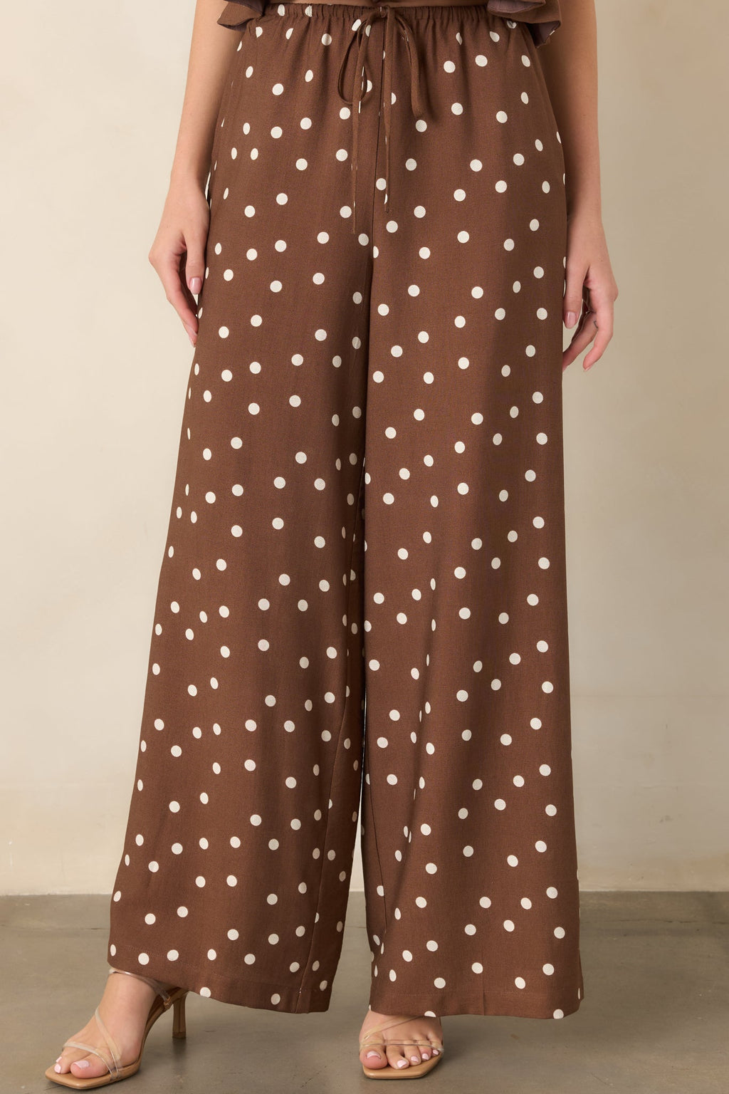 Spotted Together Brown & Ivory Polka Dot Wide Leg Pants
