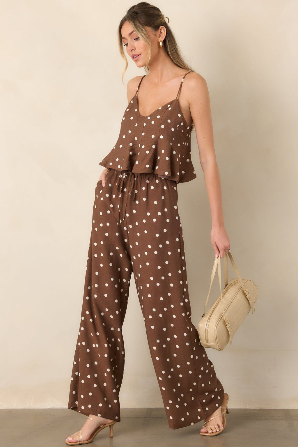Spotted Together Brown & Ivory Polka Dot Wide Leg Pants