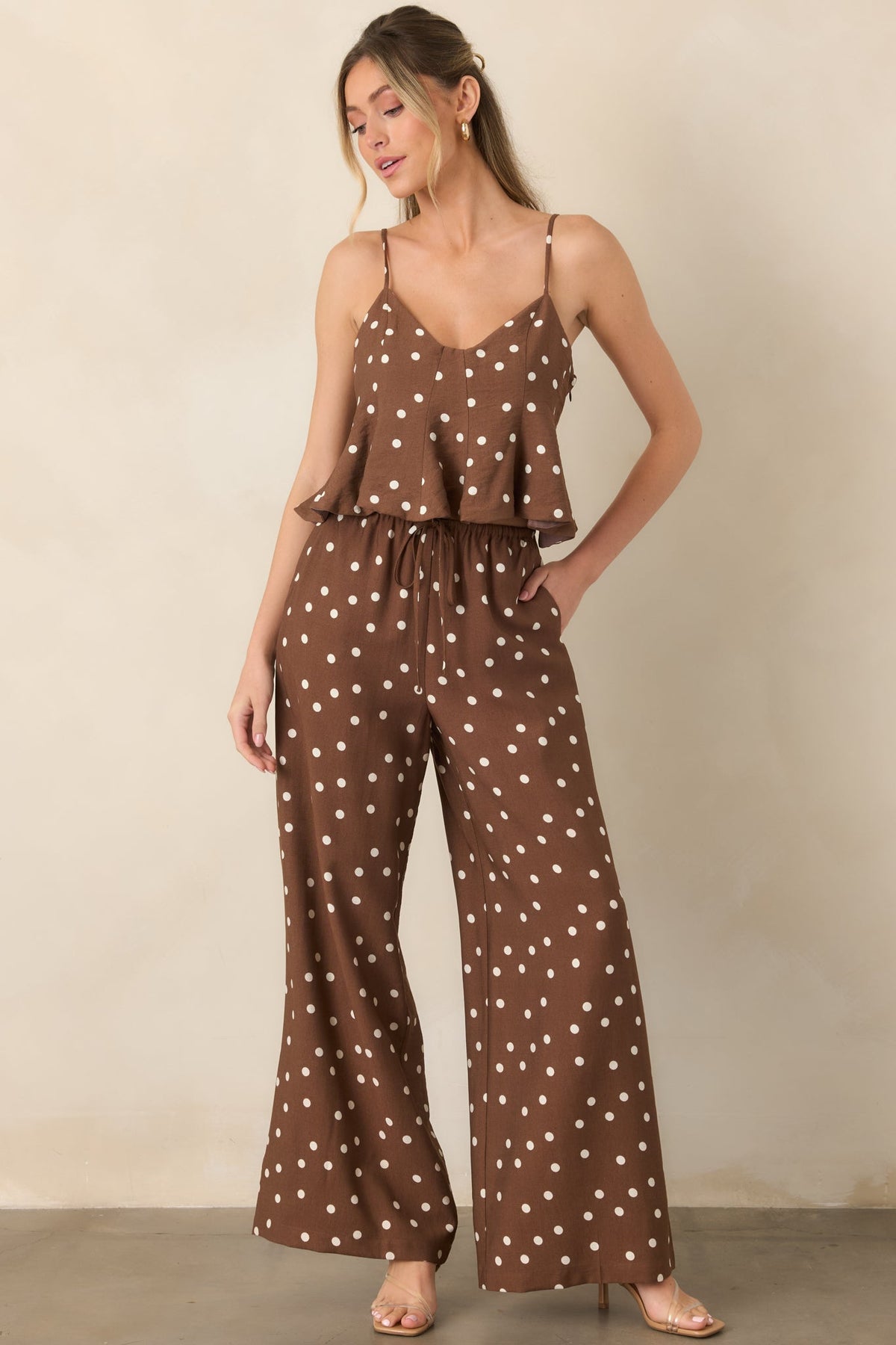 Spotted Together Brown & Ivory Polka Dot Wide Leg Pants