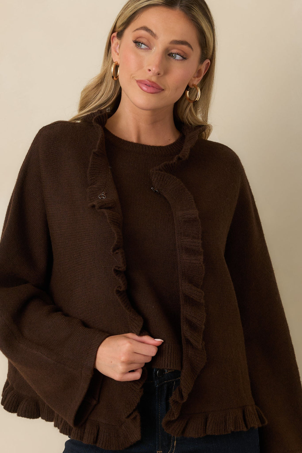 Prosperina Sabrina Dark Chocolate Knit Cardigan