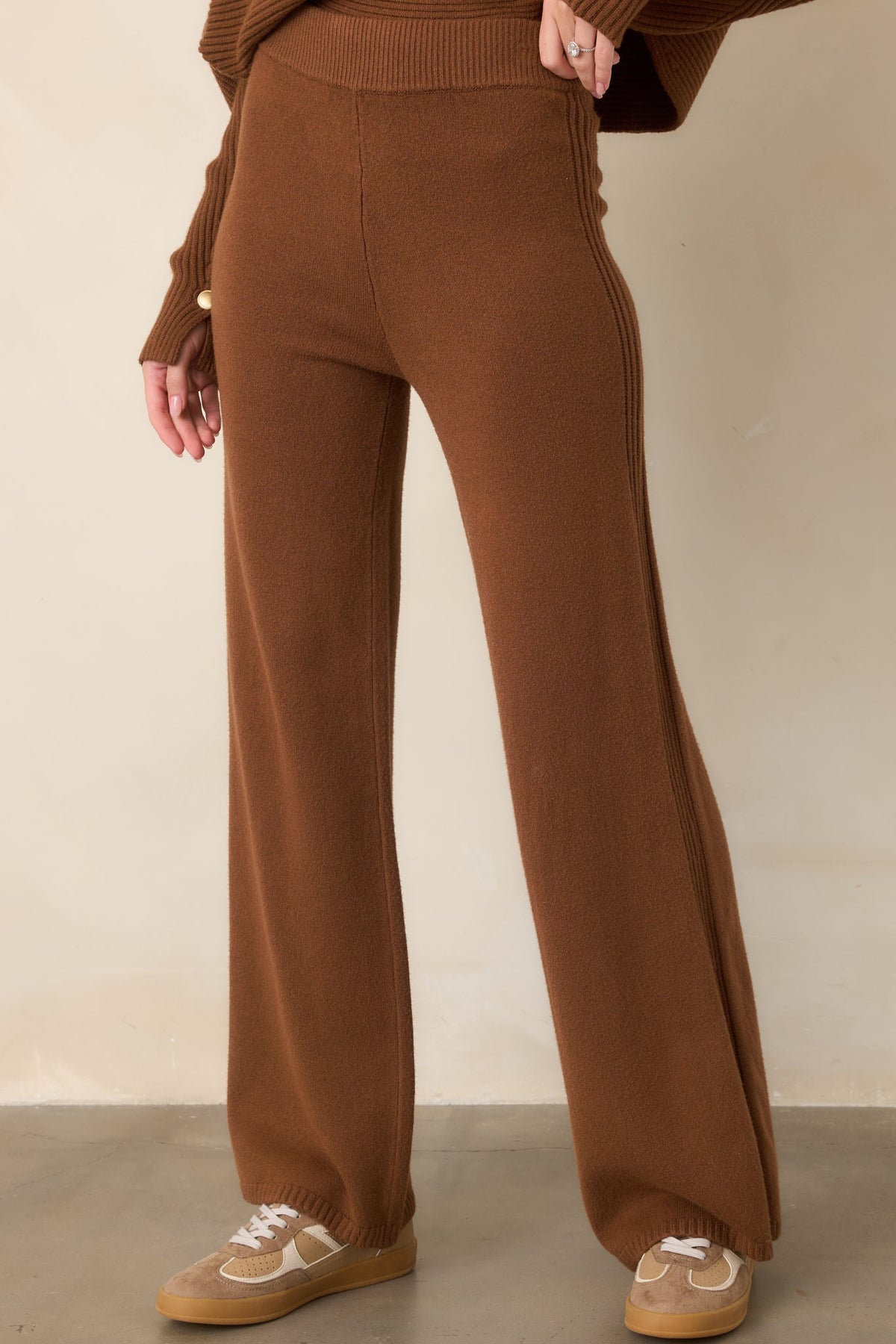 Polished Path Brown Knit Wide Leg Pants