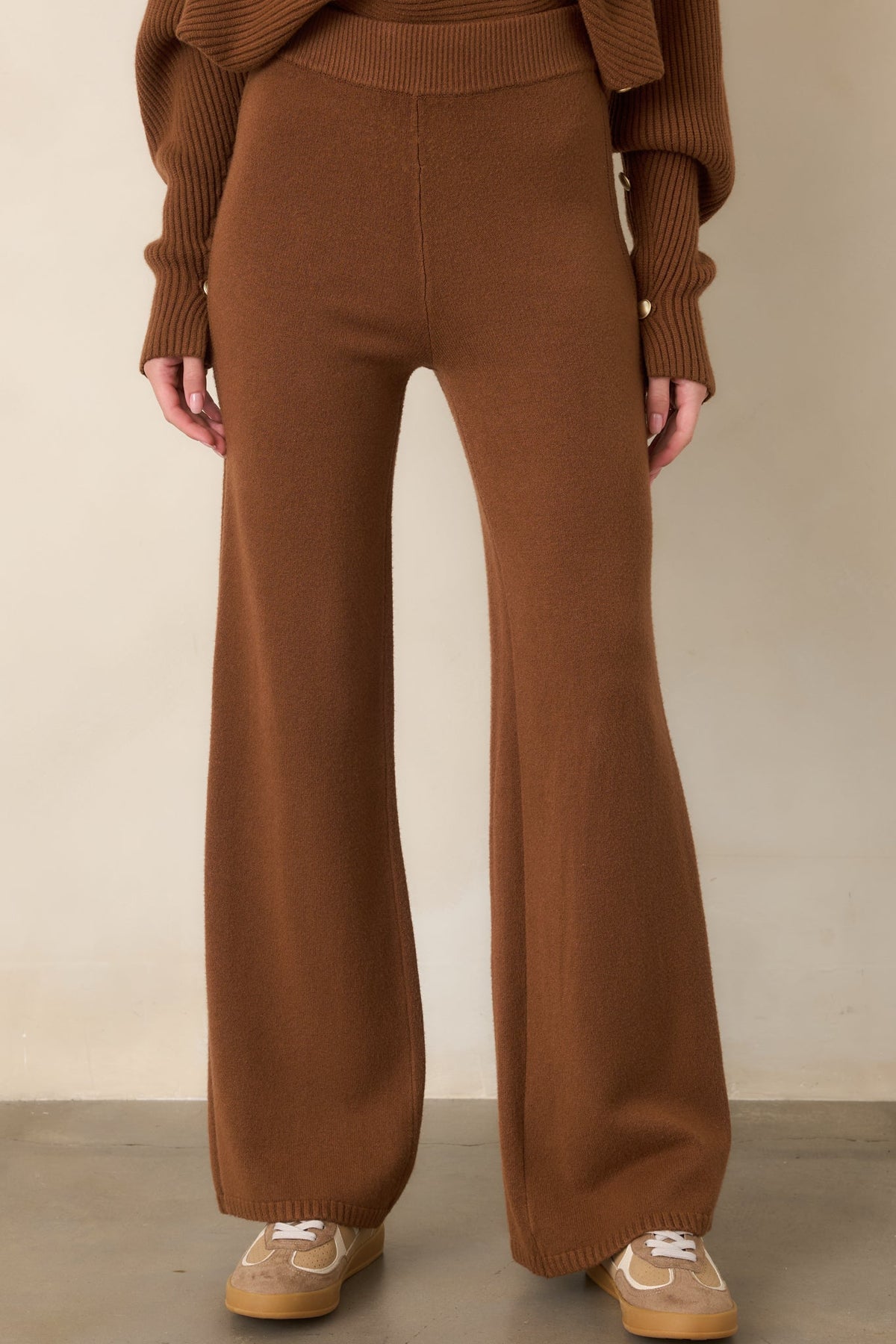Polished Path Brown Knit Wide Leg Pants