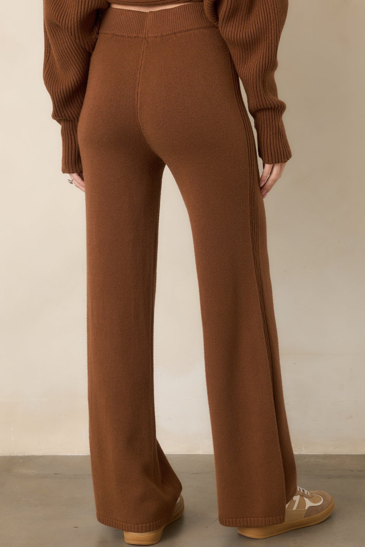 Polished Path Brown Knit Wide Leg Pants