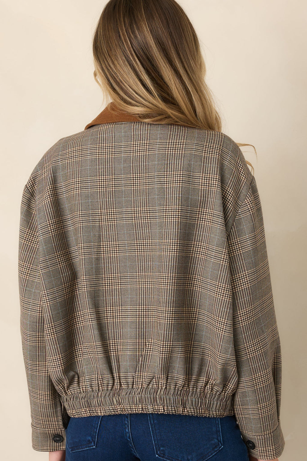 Riding Club Brown Multi Plaid Bomber Jacket