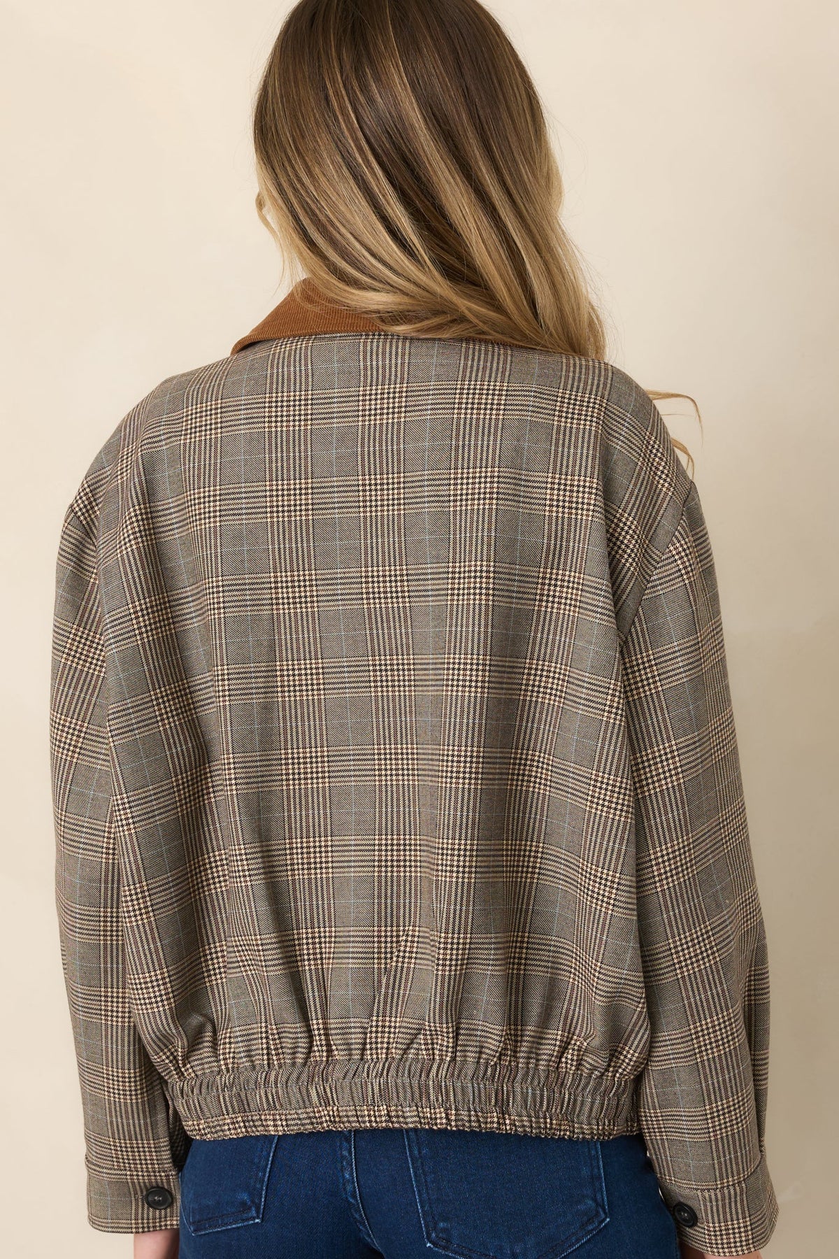 Riding Club Brown Multi Plaid Bomber Jacket