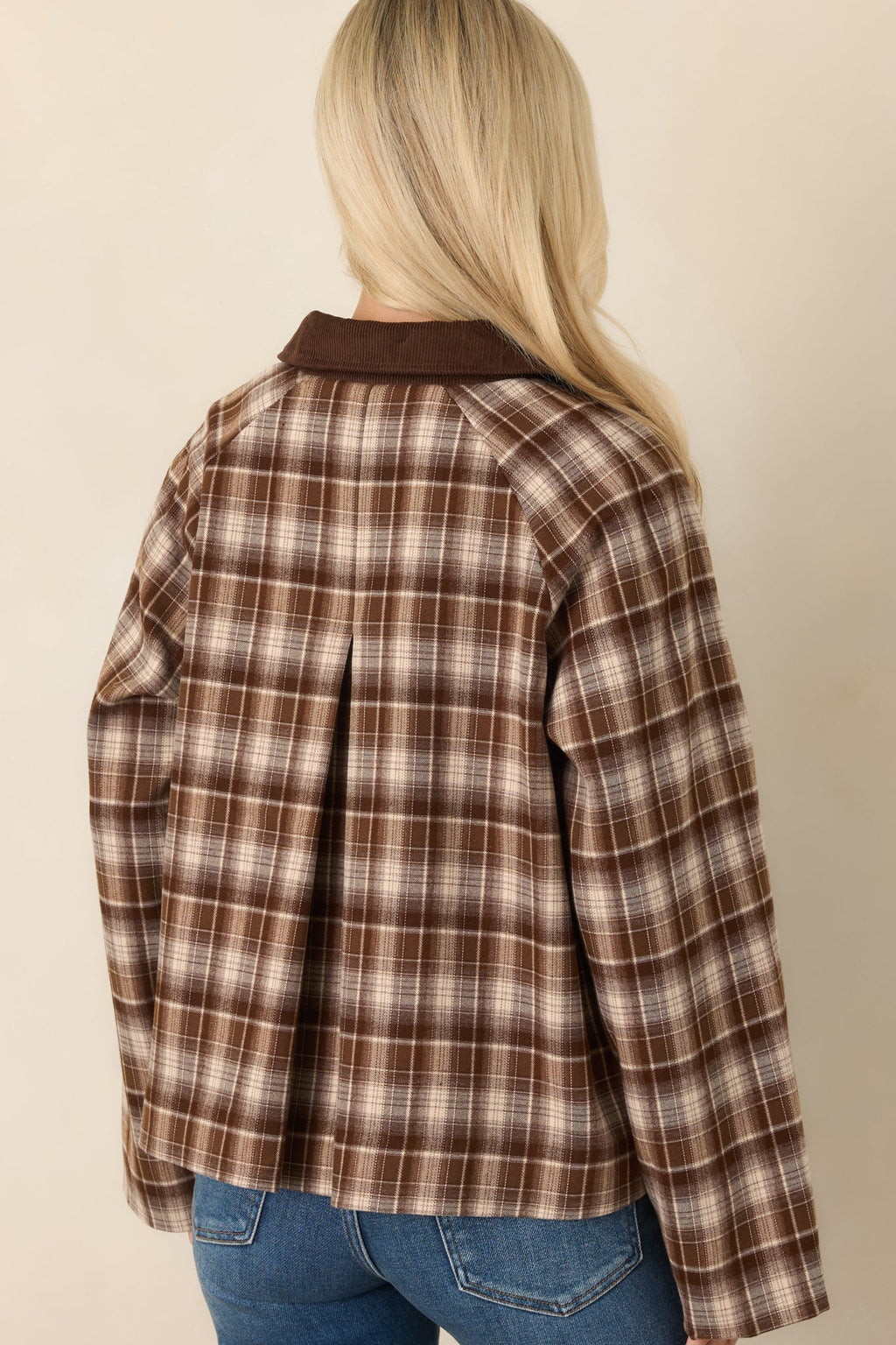 Winding Roads Brown Plaid Zip Up Jacket