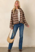 Winding Roads Brown Plaid Zip Up Jacket