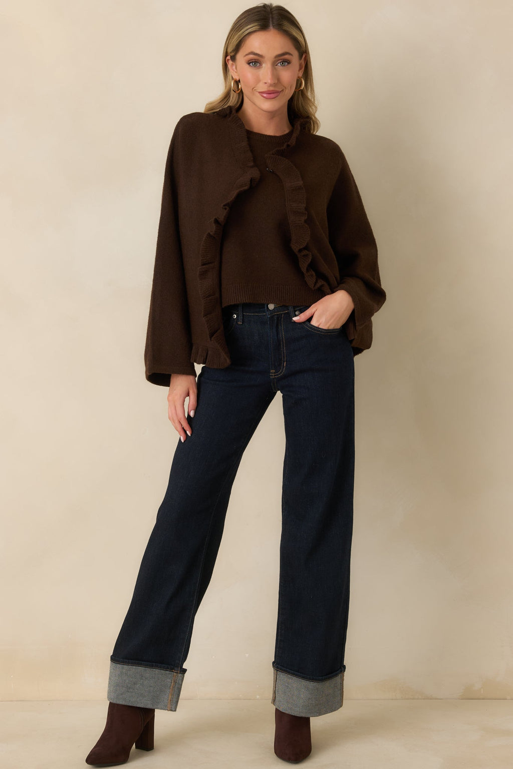 Prosperina Sabrina Dark Chocolate Knit Cardigan