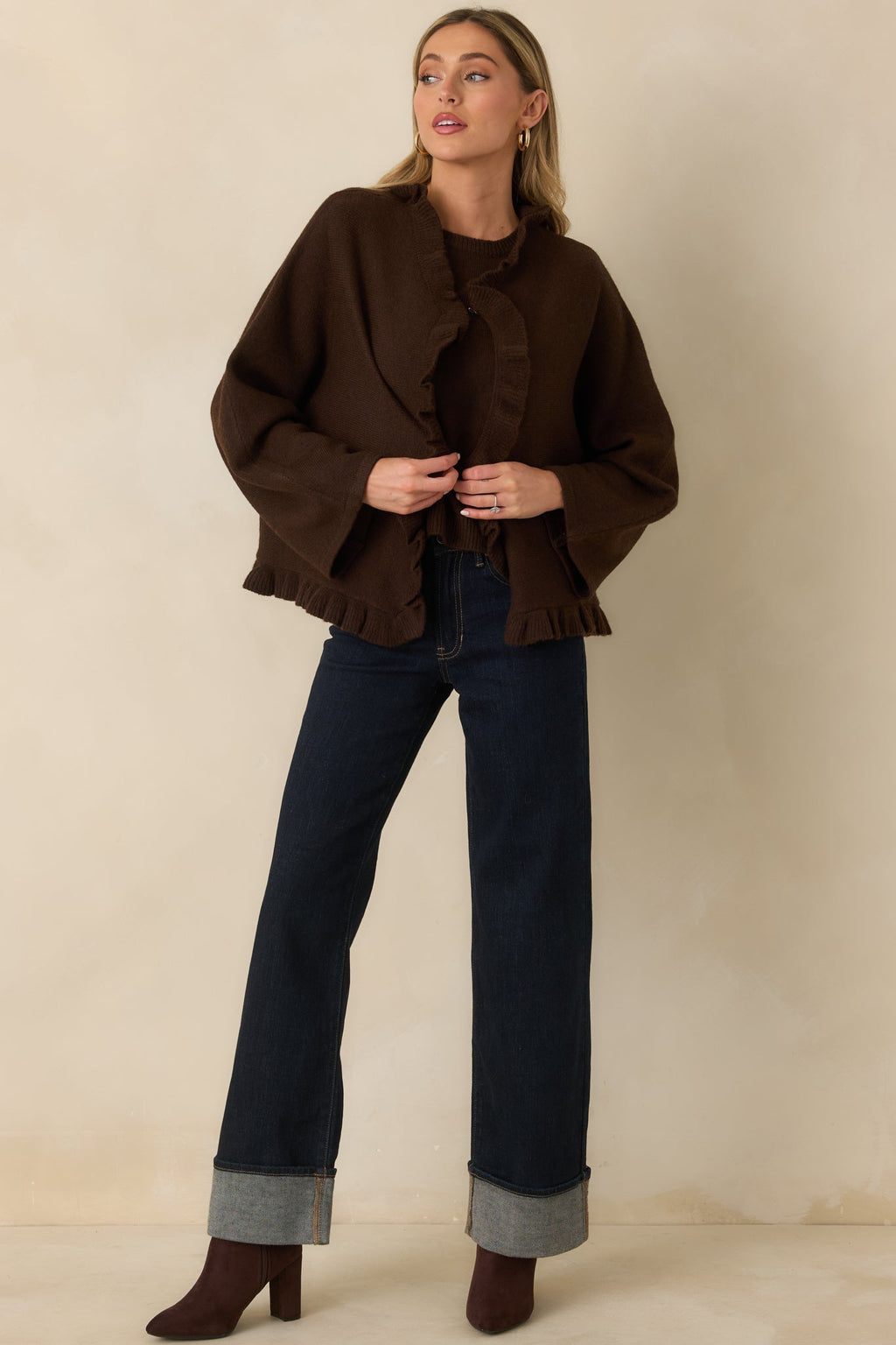 Prosperina Sabrina Dark Chocolate Knit Cardigan