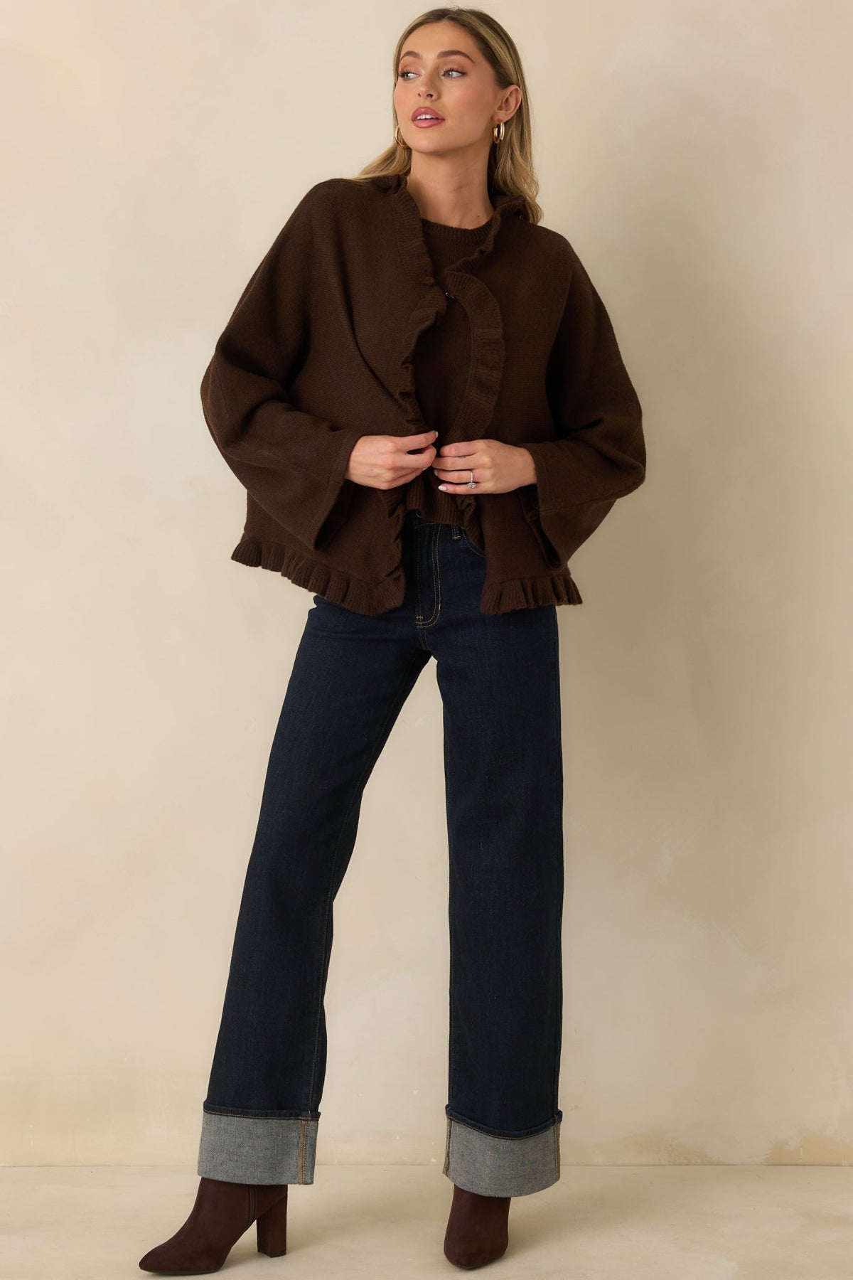 Prosperina Sabrina Dark Chocolate Knit Cardigan