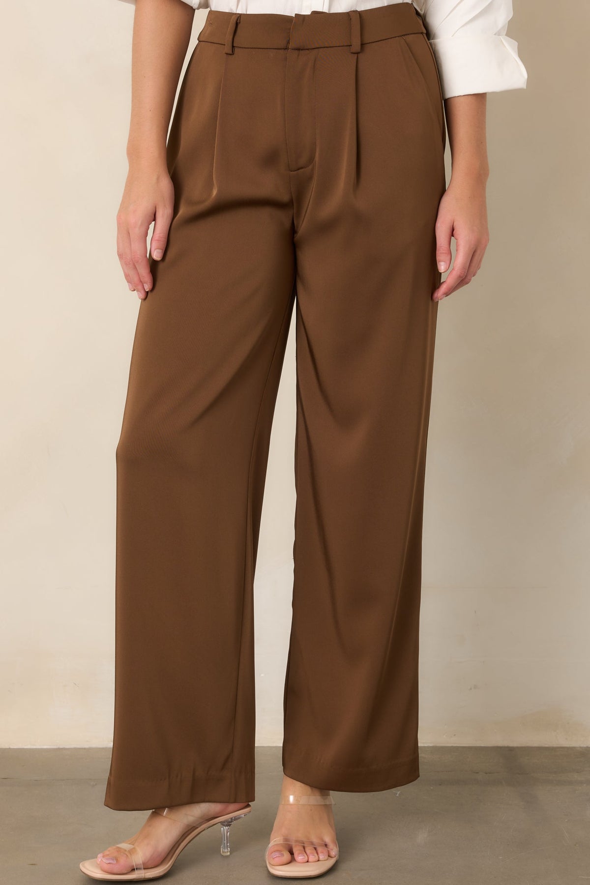 Mark My Words Brown High Waisted Wide Leg Trousers