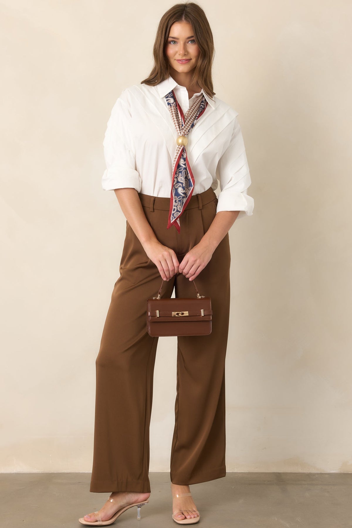 Mark My Words Brown High Waisted Wide Leg Trousers