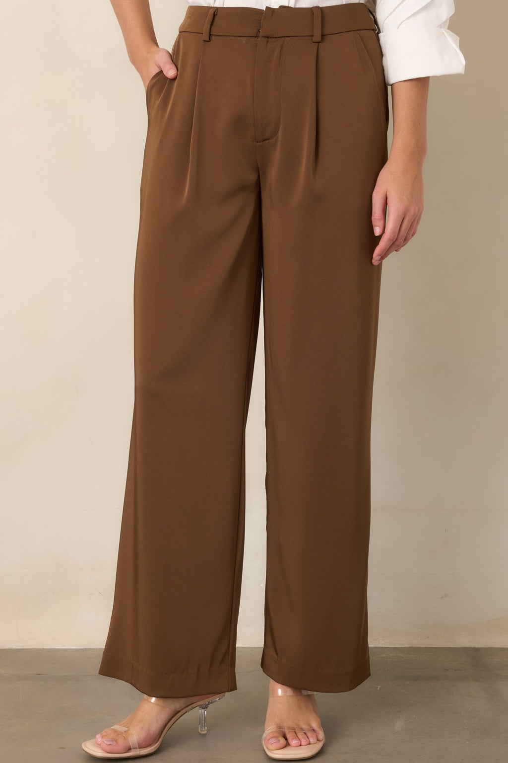 Mark My Words Brown High Waisted Wide Leg Trousers