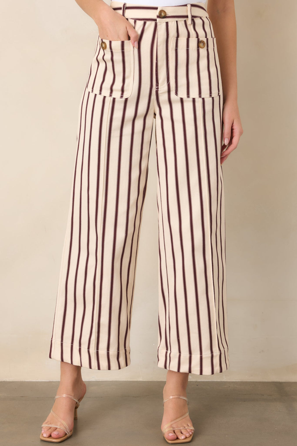 Leading the Way Burgundy Stripe Cotton Pants