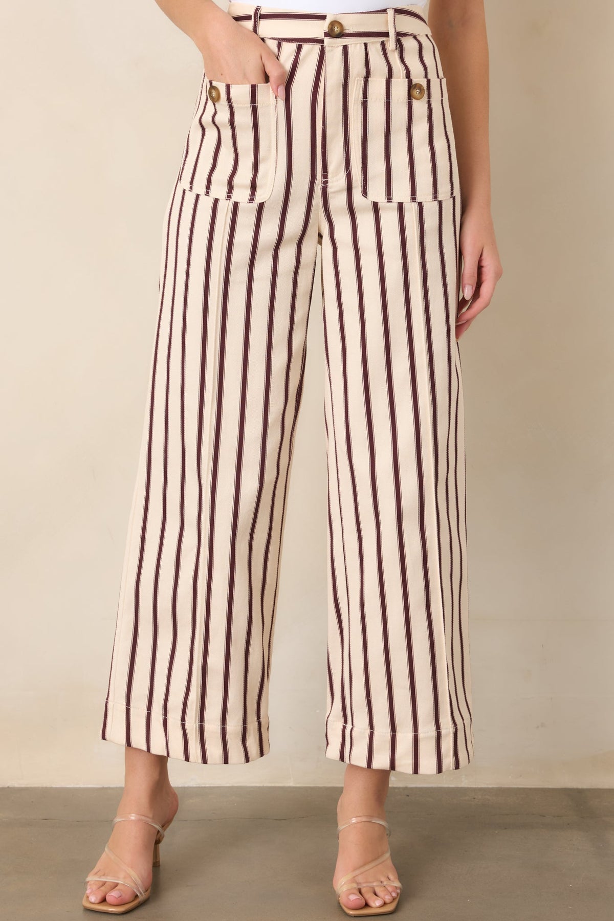 Leading the Way Burgundy Stripe Cotton Pants