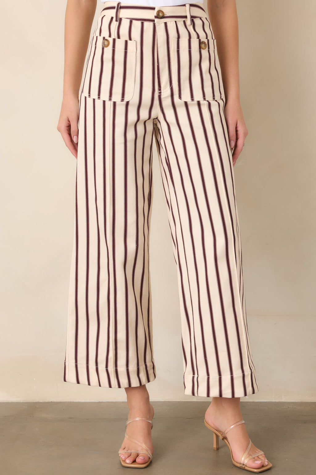 Leading the Way Burgundy Stripe Cotton Pants