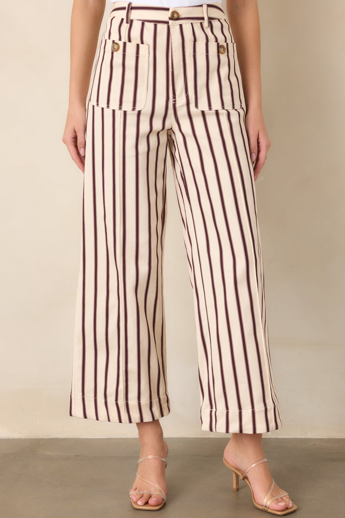 Leading the Way Burgundy Stripe Cotton Pants