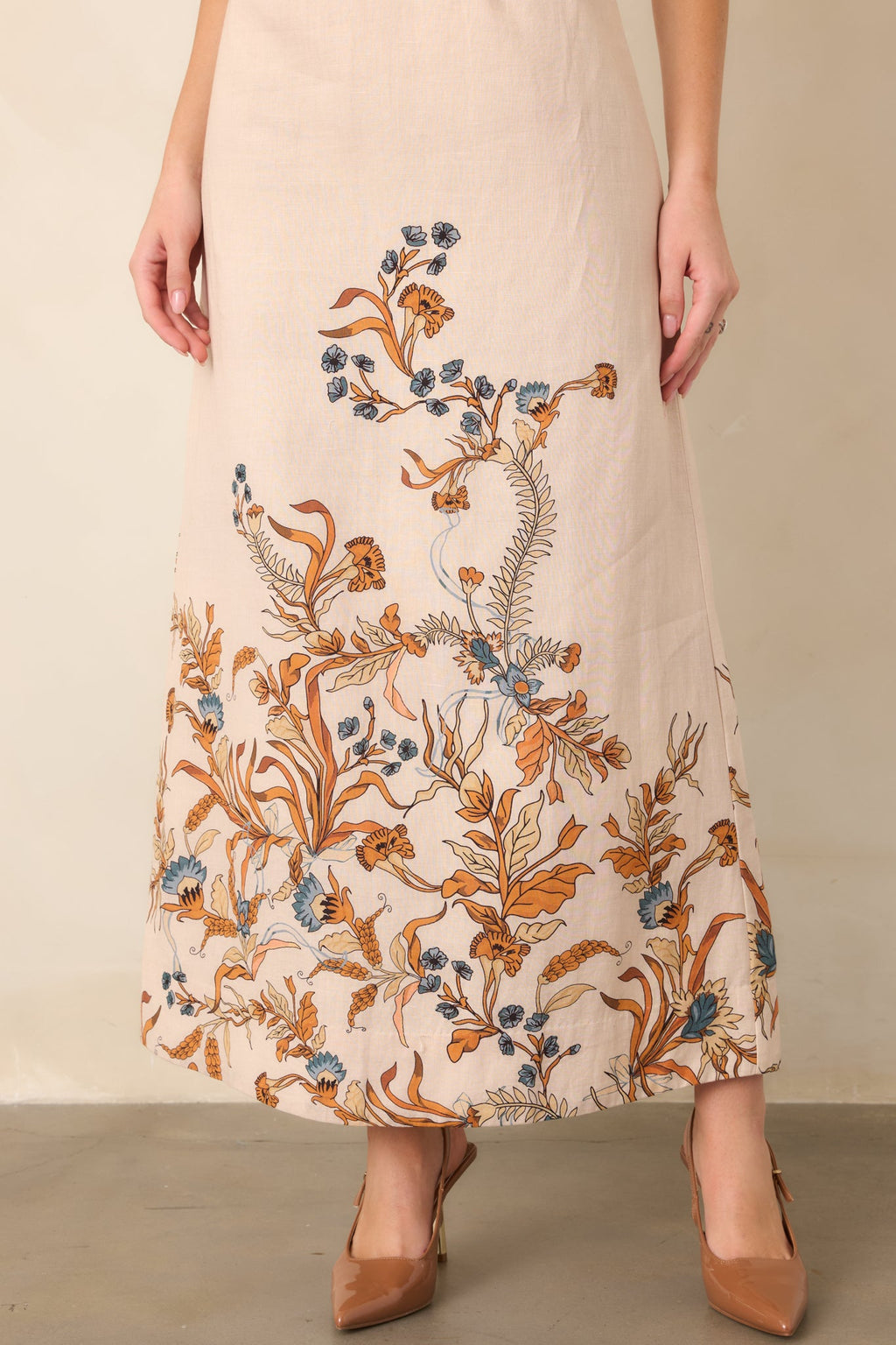Anna Cate Hayden Ivory Faun Floral Strapless Midi Dress