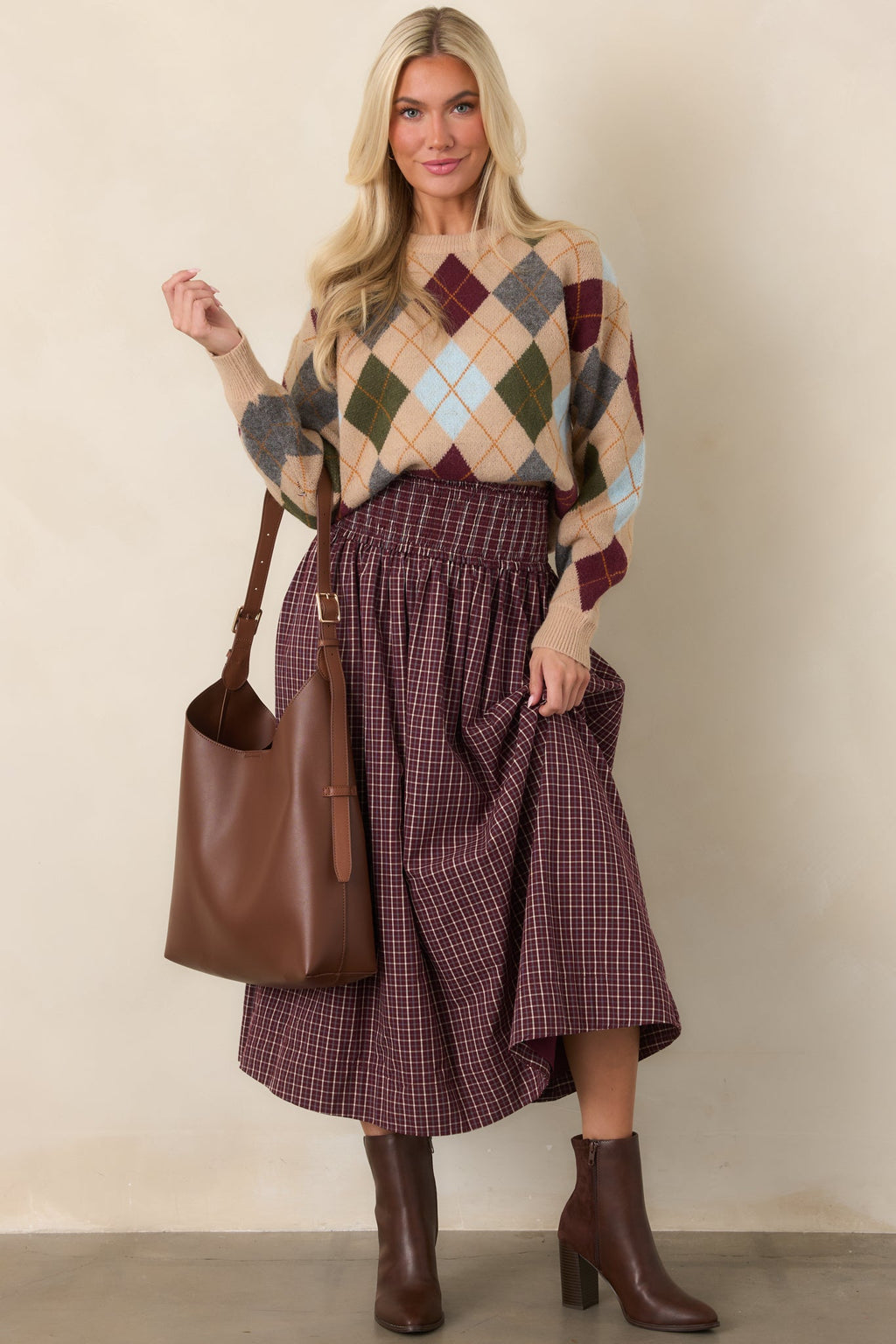 Good Thinking Camel Multi Argyle Sweater