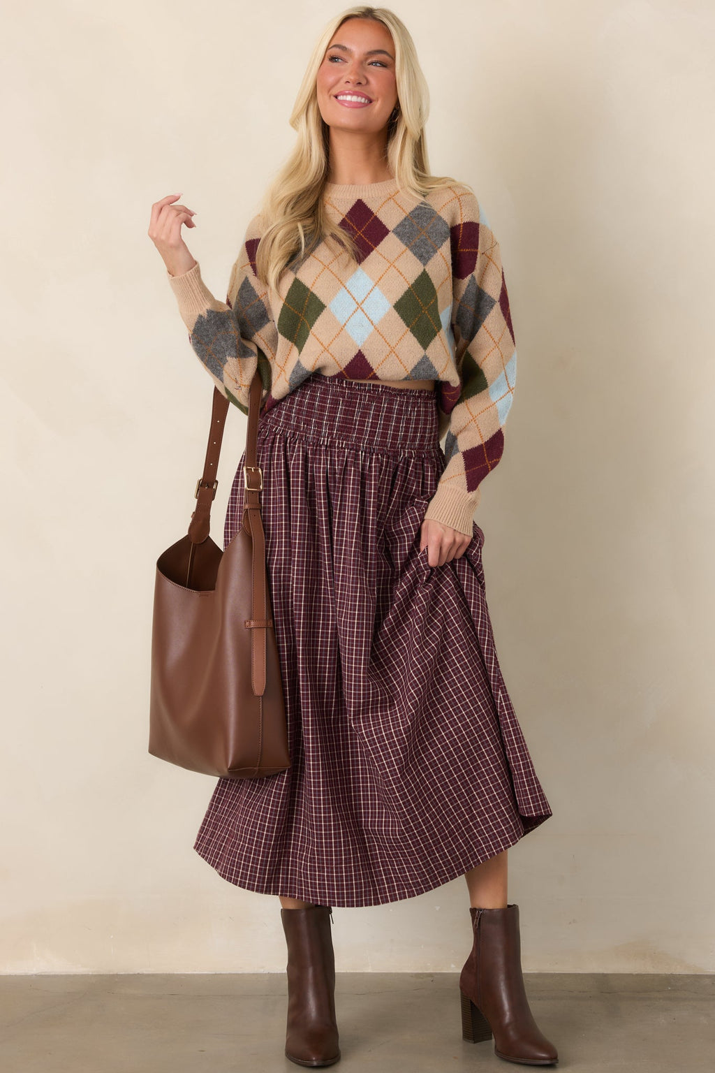 Good Thinking Camel Multi Argyle Sweater