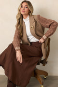Well Suited Camel Wool Blend Knit Sweater Sleeve Blazer