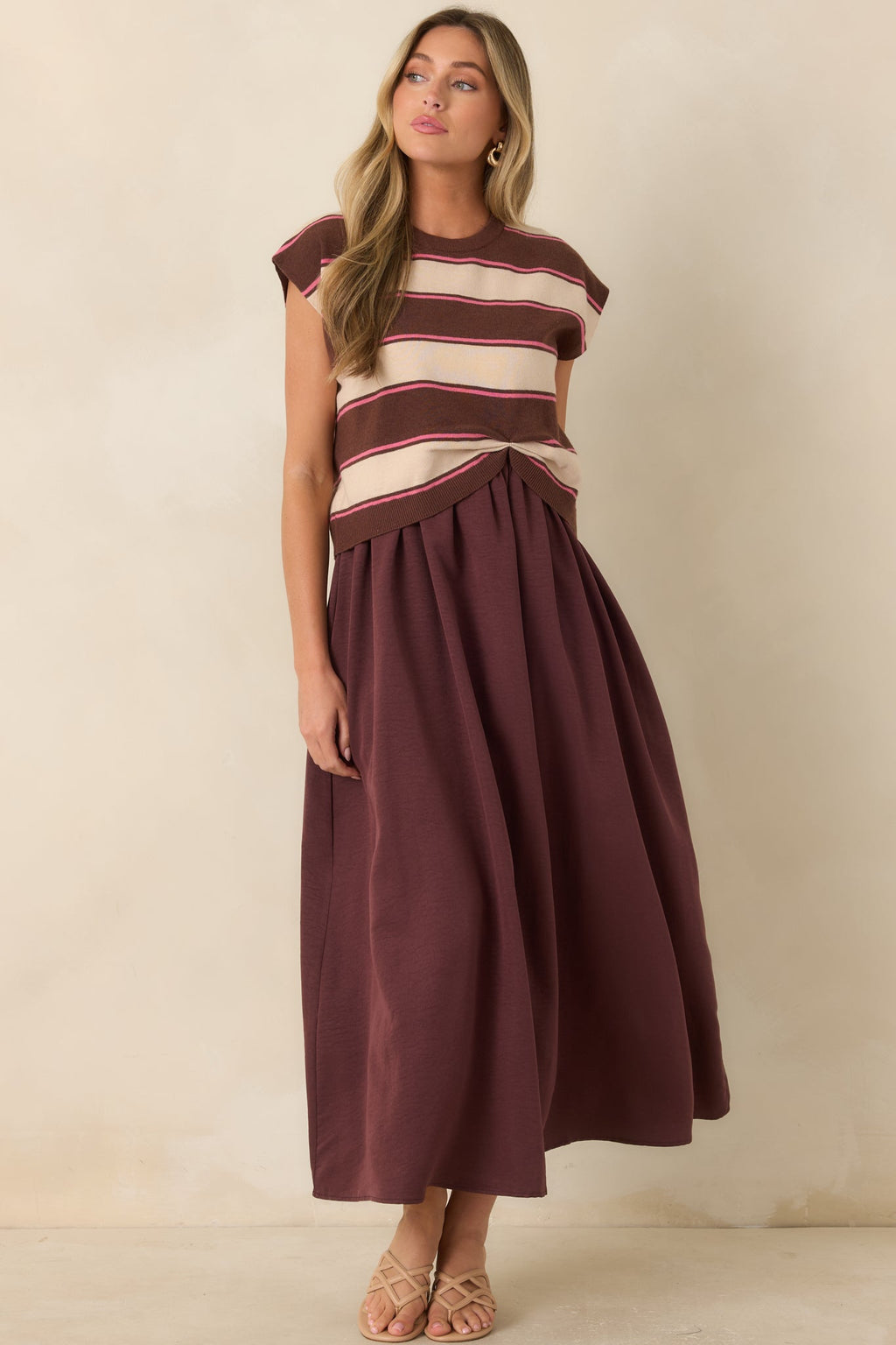 One More Chapter Cocoa Berry Layered Maxi Dress