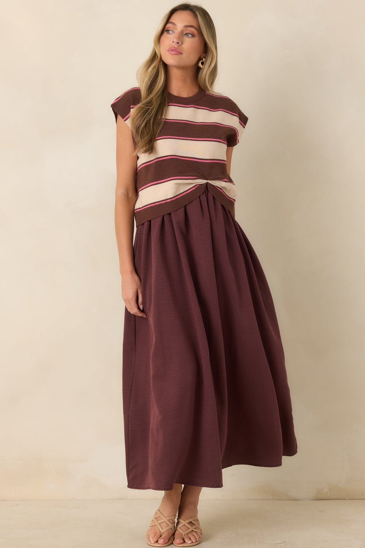 One More Chapter Cocoa Berry Layered Maxi Dress