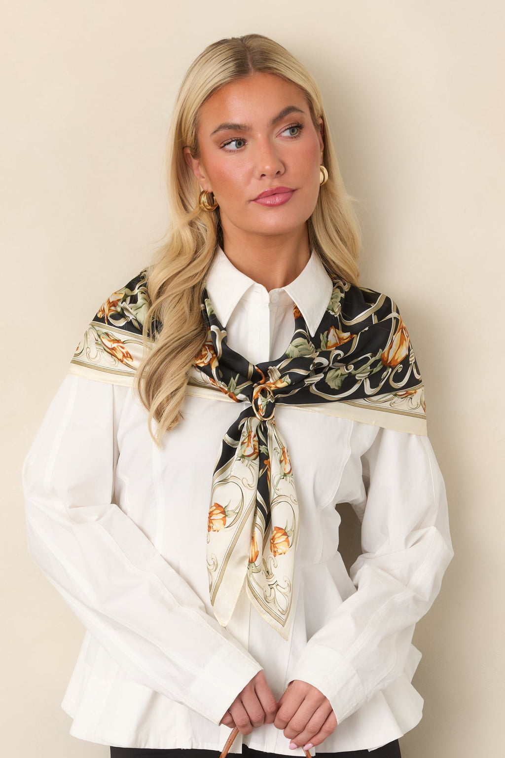 Good to Know White Cotton Peplum Button Front Blouse